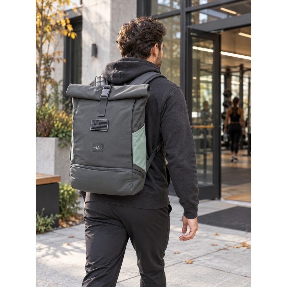 Johnny Urban Allen Medium Rolltop Backpack Laptop Shoe Compartment Morale Patch